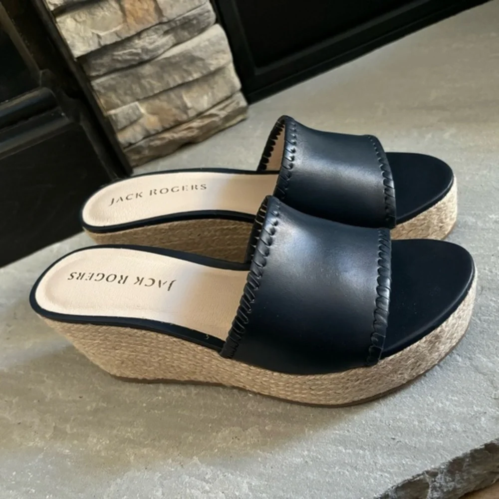 Jack Rodgers Women’s Size 11 Palmer Slide Espadrille Wedge Midnight Blue Sandals